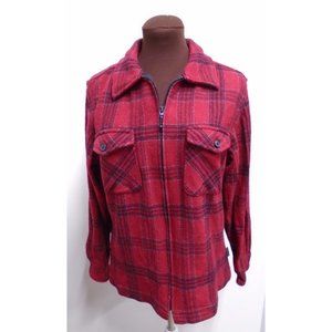 EUC WOOLRICH RED PLAID WOOL SHACKET JACKET WOMENS MEDIUM